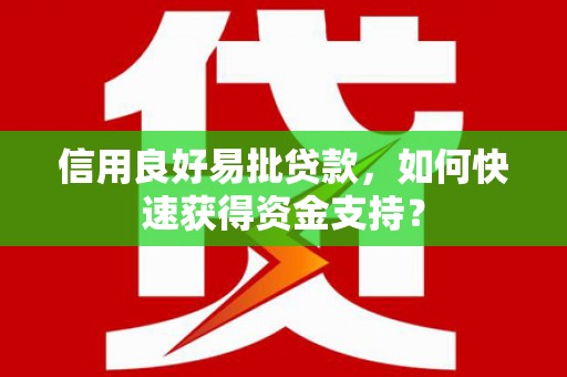 大堂信用良好易批贷款，如何快速获得资金支持？