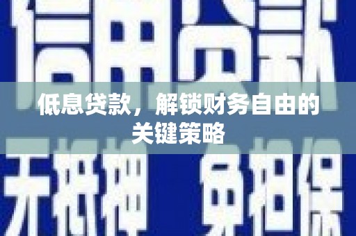 大堂低息贷款，解锁财务自由的关键策略