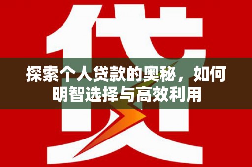 大堂探索个人贷款的奥秘，如何明智选择与高效利用