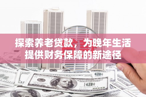 大堂探索养老贷款，为晚年生活提供财务保障的新途径