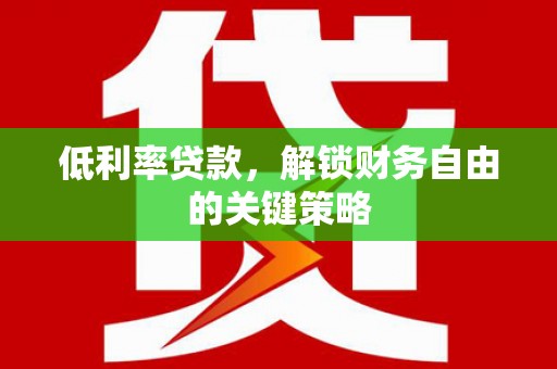 大堂低利率贷款，解锁财务自由的关键策略