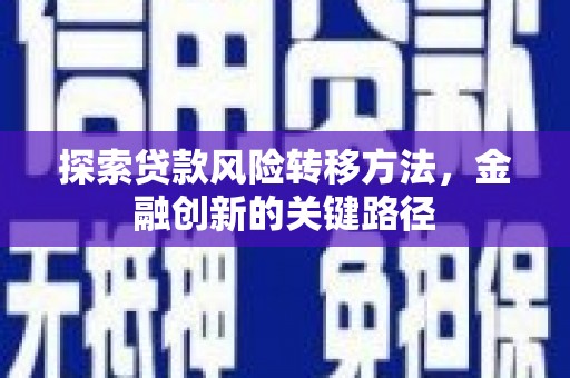 大堂探索贷款风险转移方法，金融创新的关键路径