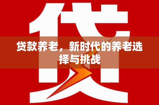 大堂贷款养老，新时代的养老选择与挑战