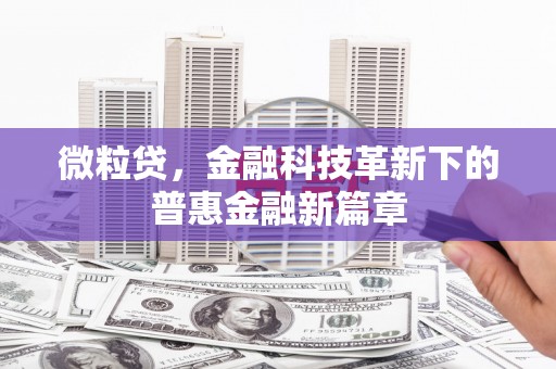 大堂微粒贷，金融科技革新下的普惠金融新篇章